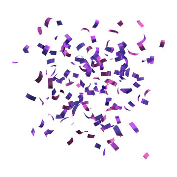 falling shiny purple confetti holographic Iridescent 3d render icon isolated on transparent background cutout