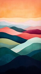 Wall Mural - abstract multicolored landscape with gradient hills, vibrant colors. modern art and design concept