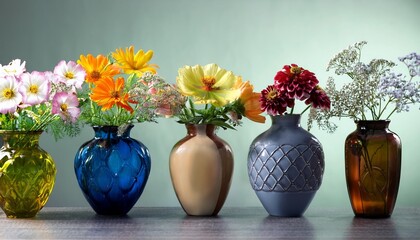 Wall Mural - a group of vases with flowers on them