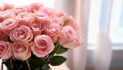 Wall Mural - pink roses bouquet hd 8k wallpaper stock photographic image