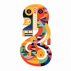 Mirrored folk inspired poster illustration of a snake.