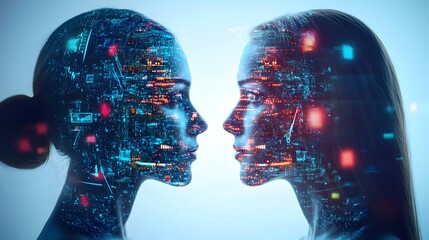 Poster - futuristic digital twin monitoring a virtual city skyline illumination with advanced data analytics 