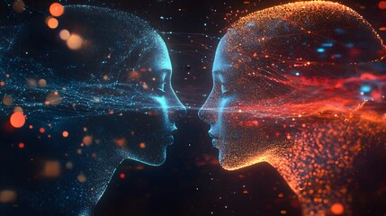 Poster - Futuristic digital visualization depicting the interconnected energies and consciousness of the universe. A swirling,glowing,and dynamic composition showcasing the fusion of technology,science.