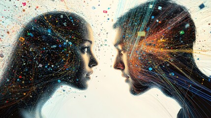 Poster - A captivating visualization of the digital twin,exploring the boundless potential of technology,consciousness,and the infinite possibilities that lie within the realm of the virtual world.