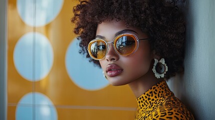 2. A vintage fashion shoot featuring 1960s-inspired outfits, bold geometric patterns, and iconic accessories like cat-eye sunglasses and beehive hairstyles, against a muted retro backdrop