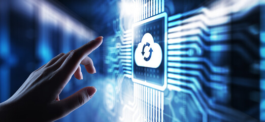Poster - Cloud technology computing and data storage concept on virtual screen.