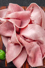 Wall Mural - ham spam pork meat tasty fresh meal food snack on the table copy space food background rustic top view