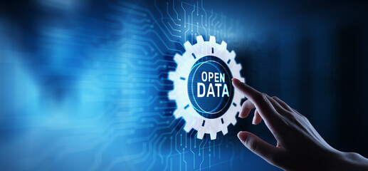 Poster - Open data database integration api internet technology concept.