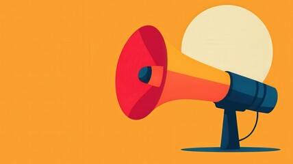 A vibrant illustration of a megaphone on a bright orange background, symbolizing communication and announcement.