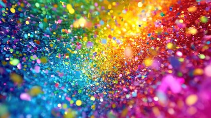 Wall Mural - explosive rainbow confetti burst vibrant celebration backdrop swirling colors dance midair joyous party atmosphere dynamic composition festive energy dazzling spectrum of hues