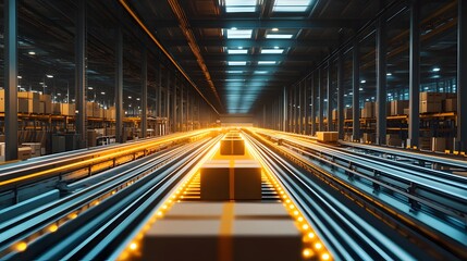 Poster - a photograph of an advanced warehouse facility showcasing an efficient and automated logistics infra