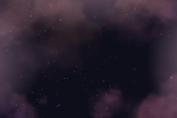 Wall Mural - night sky background. black backdrop with clouds and glowing stars. midnight starlight. mystery twil