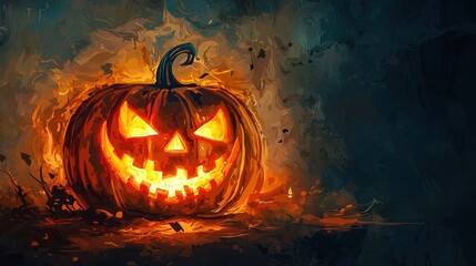 The Glowing Pumpkin - A Haunting Halloween  Illustration.