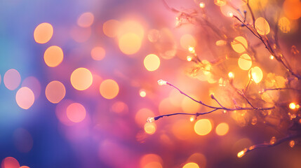 dreamy bokeh lighting sparkles gold orange pink purple blue background sparkling light scattered glowing festive magical atmosphere celebration holiday festival celebrate christmas event winter