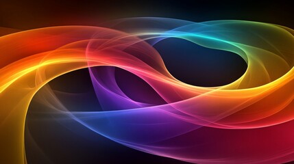 Poster - Multidimensional strings and theoretical physics concepts illustrated with vibrant neon colors