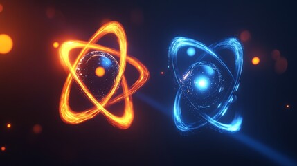 Poster - Molecular orbital formation between atoms demonstrating quantum mechanics principles and electron density visualization