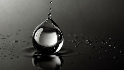 Wall Mural - Abstract water drop background with a black-and-white reflection.