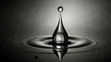 Wall Mural - Abstract water drop background with a black-and-white reflection.