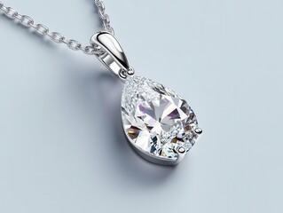 A pear-shaped diamond pendant isolated, the gemstone sparkling brightly with flawless clarity pear-shaped pendant, gemstone, clarity