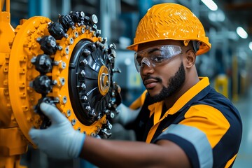 Engineers inspecting a high-tech gas pipeline valve, ensuring safety and smooth operation in a state-of-the-art facility