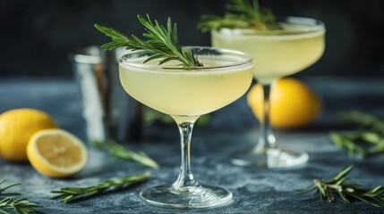 Fresh and refreshing cocktails based on gin, a distinctive herbal flavor, bar 