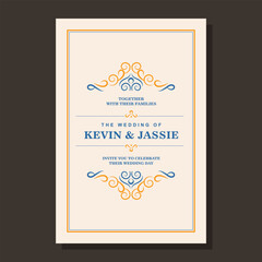 Canvas Print - Ornament retro wedding invitation template