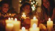© Jirapron - A warm family gathering with glowing candles, creating a cozy atmosphere during a festive celebration.