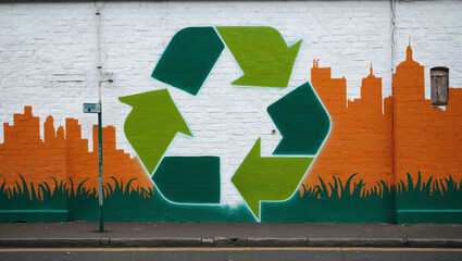 Wall Mural - Sustainability grafitti art design on a wall in street