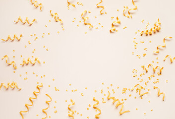 Wall Mural - Party and celebration design background with color streamer, confetti explosion.copy space decoration cards ideas