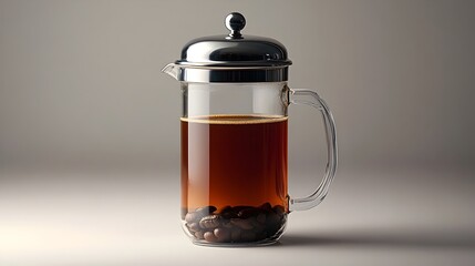 Elegant French Press Coffee Maker on White Background