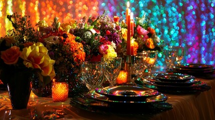 Table Setting with Flowers and Candles