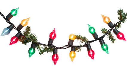christmas colored lights, garland, christmas decoration. isolated on white or transparent background