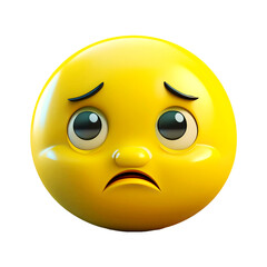 sad face emoticon in 3d style. Disappointment emoji cartoon character