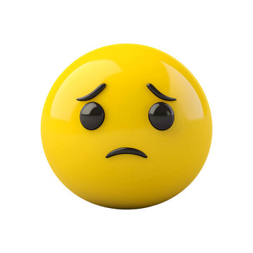 yellow sad unhappy emoticon symbolizing disappointment and sadness. 3d style