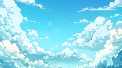 Wall Mural - Cloudy sky background with soft, fluffy clouds in a bright, light blue sky.