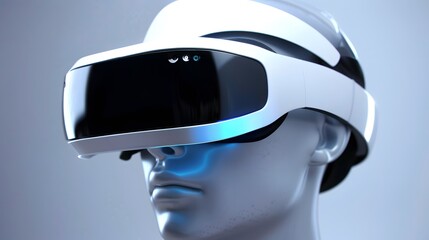 Futuristic wearable technology allows users to experience different senses (sight, sound, touch) in virtual reality.