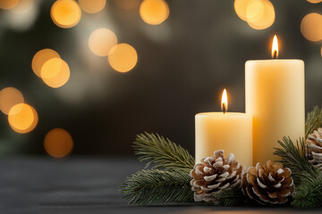 Sticker - Christmas Candles On A Dark Background