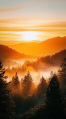 Wall Mural - Red Sunset At Mountains