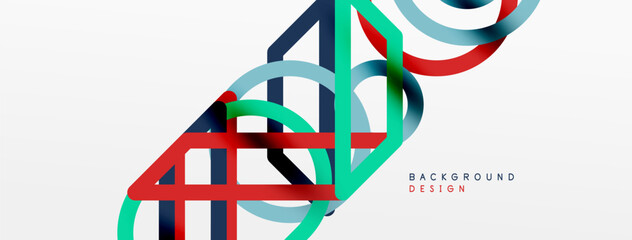 Poster - Abstract background - colorful circle lines technology or business digital template