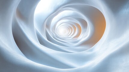 Sticker - surreal abstract white spiral tunnel with soft lighting. futuristic concept