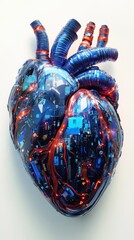 Poster - Futuristic cybernetic heart with illuminated circuits concept