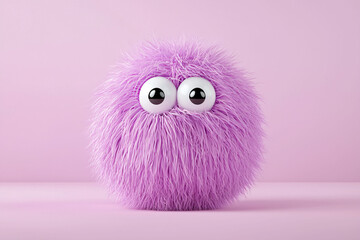 furry monster with googly eyes, spinning in circles, brings playful and whimsical vibe to any settin