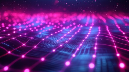 Wall Mural - Abstract Pattern Background Featuring neon Waffle Grid