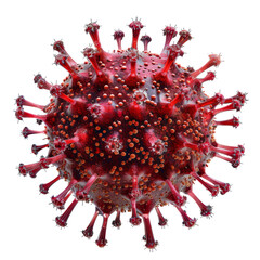 Poster - Detailed depiction of a virus, showcasing its spiky surface and vibrant colors under microscopic view in a controlled lab environment