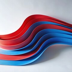 Wall Mural - Modern abstract composition featuring blue and red undulating shapes with gradient. Generative AI