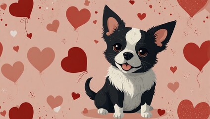 Cute dog illustration for Valentine’s Day.