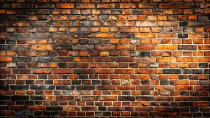 Wall Mural - Weathered old brick wall covered in black tar texture with a rustic background