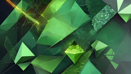 Wall Mural - Modern Abstract Green Polygonal Geometry with Diamond Shapes in a Triangular Mosaic Pattern