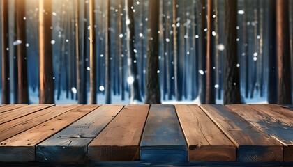 Wall Mural - Rustic Christmas Background with Wooden Planks and Dark Forest Textures