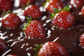 Wall Mural - Strawberries Dipped in Chocolate